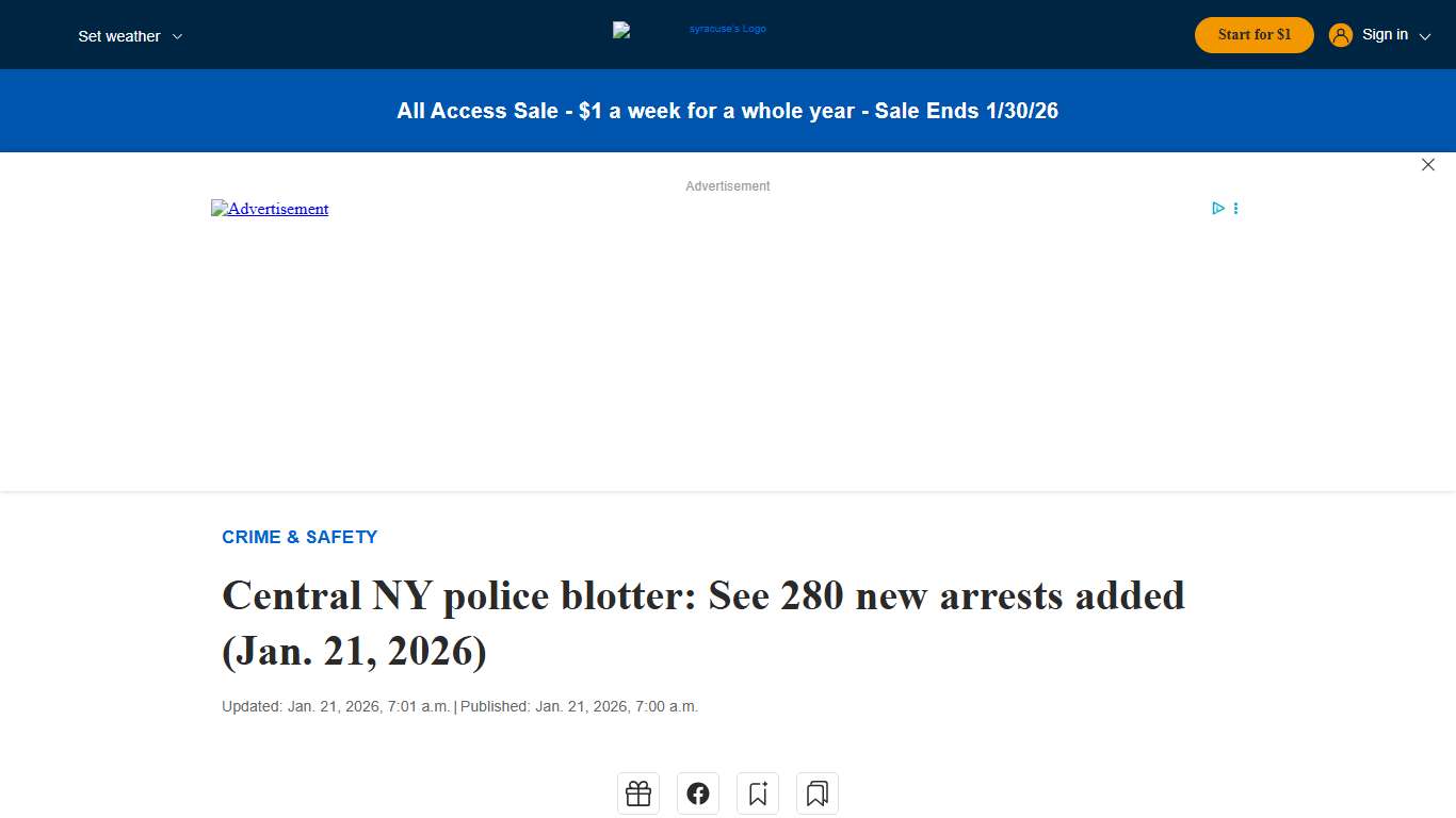 Central NY police blotter: See 280 new arrests added (Jan. 21, 2026) - syracuse.com
